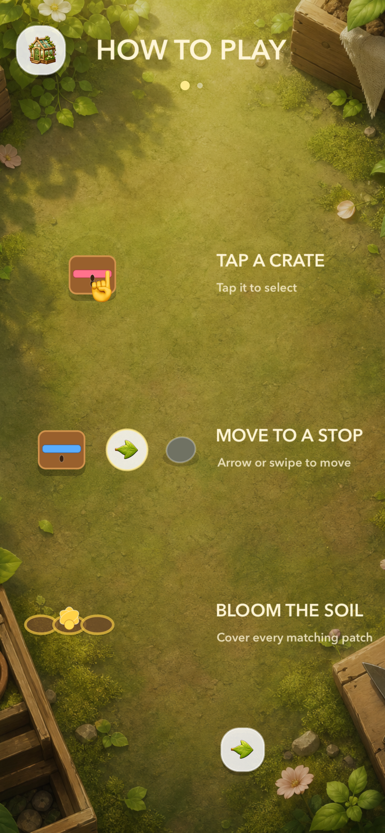 Crate Bloom how to play screen